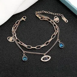 DressBerry Women American Diamond Antique Gold-Plated Charm Bracelet-picture-32