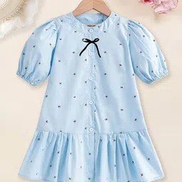 INCLUD Girls Conversational Printed Puff Sleeve A-Line Midi Dress-picture-16