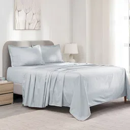 MYTRIDENT Green Cotton 300 TC King Bedsheet with 2 Pillow Covers image 1