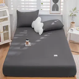 JC HOME Grey 150 TC King Bedsheet With 2 Pillow Covers image 1