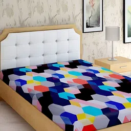 Supreme Home Collective Blue & Black Microfiber 144 TC Single Bedsheet-picture-35