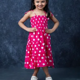 Mini Maana Polka Dot Print Fringed Fit & Flare Midi Dress-picture-47