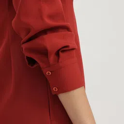 FableStreet Women Rust Fitted Shift Dress image 3