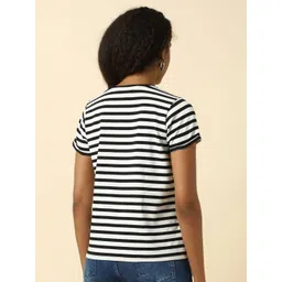 Allen Solly Woman Women Striped Pockets T-shirt image 3