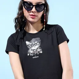 Tokyo Talkies Women Graphic Printed Round Neck Slim Fit T-shirt-image-47