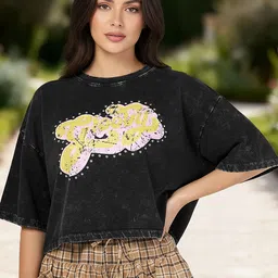 Bewakoof Heavy Duty Women Typography Printed Pure Cotton T-shirt-picture-28