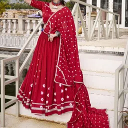 LOOKNBOOK ART Women Bandhani Printed Ready to Wear Lehenga & Blouse With Dupatta image 2