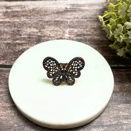 DressBerry Antique Brass-Plated Butterfly Shaped Oxidised Finger Ring-picture-35
