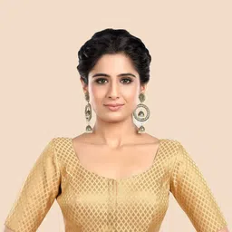 neckbook Women Gold-Coloured Brocade Saree Blouse-picture-34