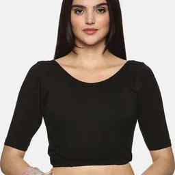 NOT YET by us Women Printed Round Neck Saree Blouse image 4