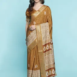 Mitera Mustard Ethnic Woven Design Art Silk Saree-picture-22