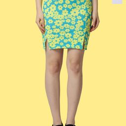 Popwings Pack Of 2 Floral Printed Above Knee Length Pencil Skirts-picture-22