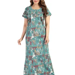 TRUNDZ Women Printed Pure Cotton Maxi Regular Nightdress-picture-20