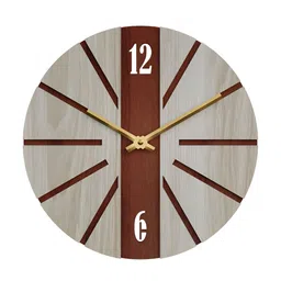 12 fox Off White & Brown Wooden Analogue Wall Clock-picture-33