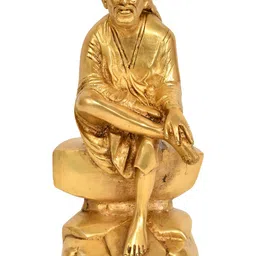 Exotic India Gold-Toned Lord Sai Baba Brass Idol Showpiece-image-27
