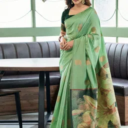 Satrani Floral Zari Silk Blend Saree-picture-11