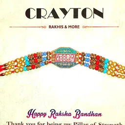 CRAYTON Men Blue & Red Beaded Meena Work Veera Rakhi-picture-17
