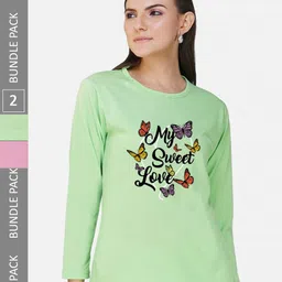 CHOZI Pack Of 2 Typographic Printed Long Sleeves Cotton T-shirt-picture-10