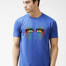 EPPE Men Blue Typography Applique Slim Fit T-shirt-picture-17
