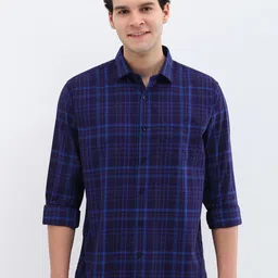 Allen Solly Men Spread Collar Tartan Checked Cotton Slim Fit Casual Shirt-picture-48