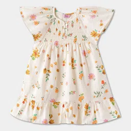 R&B Floral Print Flutter Sleeve A-Line Dress-picture-13