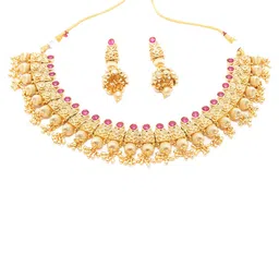 festivjewelleryze Gold-Plated Artificial Stones Studded Necklace & Earrings Jewellery Set-picture-21
