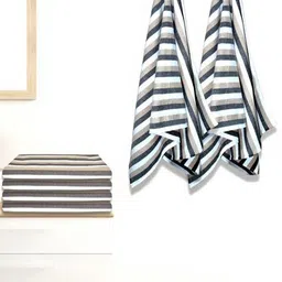 Athom Living Beige & White 5 Striped Cotton 210 GSM Bath Towel-picture-12