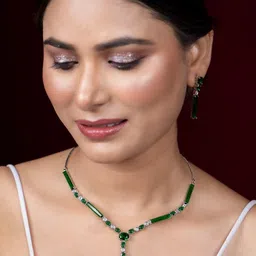 Niscka Silver-Plated American Diamond Studded Necklace And Earrings image 4