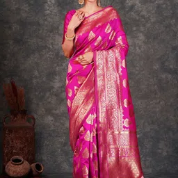 KALINI Ethnic Motifs Zari Art Silk Banarasi Saree-picture-15