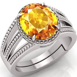 todani jems 14.25 Ratti Pukhraj Stone Original Certified Yellow Sapphire Gemstone Silver PlatedAdjustable Ring-picture-6