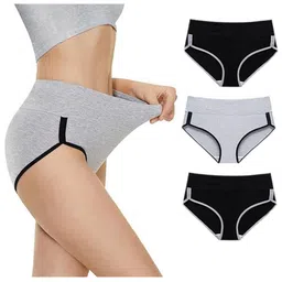 Diving Deep Pack of 3 Striped Cotton High-Rise Hipster Briefs-picture-44