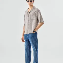 Snitch Men Relaxed Fit Textured Cuban Collar Casual Shirt image 4