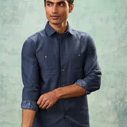 MH&Y Self Design Spread Collar Comfort Regular Fit Pure Cotton Casual Shirt-picture-52