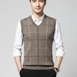 Mast & Harbour Men Checked Sweater Vest image 5