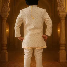 Arshia Fashions Boys Embroidered Mandarin Collared Sherwani image 5