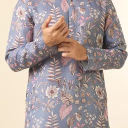 Diwas by Manyavar Men Woven Design Printed Festive Cotton Straight Kurta image 3