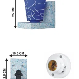 1ST TIME Blue & Blue Printed Wood Frustum Shaped Wall Lamp image 2