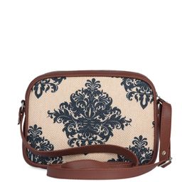 ZOUK Women Beige & Navy Blue Mughal Motif Vegan Leather Sustainable Sling Bag-picture-13