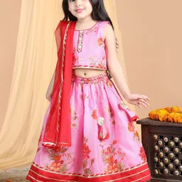 here&now x kinder kids Kinder Kids Girls Embroidered Ready to Wear Lehenga & Blouse With Dupatta-picture-37