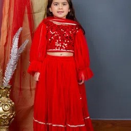 Bella Moda Girls Embellished Ready to Wear Lehenga & Blouse With Dupatta image 1