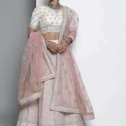 Fusionic Embroidered Thread Work Semi-Stitched Lehenga & Unstitched Blouse With Dupatta-picture-23