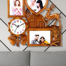 Attractionz Beige and White Round Textured Analogue Contemporary Wall Clock Core-picture-49