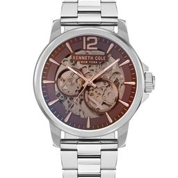Kenneth Cole Men Skeleton Dial & Silver Toned Bracelet Style Analogue Automatic Watch-picture-33