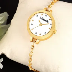 Mikado Women Stainless Steel Bracelet Style Straps Analogue Watch-Gold girl-picture-34