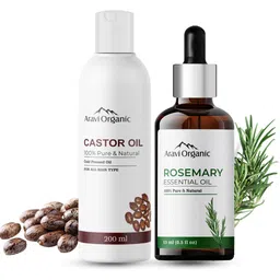 Aravi Organic Set of 100% Pure Rosemary Essential Oil & Castor Hair Oil for Hair & Skin-image-70