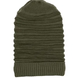 Status Quo Men Olive Green Knitted Beanie-picture-0