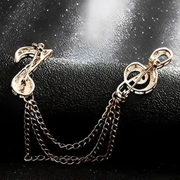SYGA Men Gold Plated Crystal Studded Chain Tassel Brooch Lapel Pin-picture-13