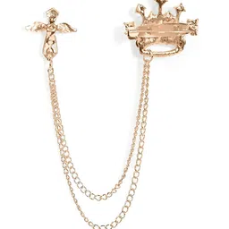 SYGA Men Stone Studded Crown Suit Shirt Stud Lapel Pin Chain Tassel Brooch-picture-27