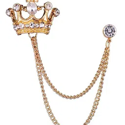 SYGA Men Lapel Pin Crystal Chain Tassel Brooch-image-29