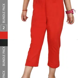 IndiWeaves Girls Pack Of 2 Mid Rise Pure Cotton Capris-image-75